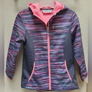 Girls’ 14-16 Free Country Multicolor Striped Jacket with Hood | Like New